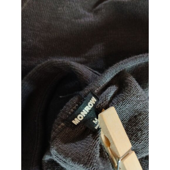 Monrow Black Ribbed Tank Dress Ruched Side Sleeveless Size M Racer Back Body Con - Picture 11 of 16